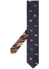 Etro flag embroidered silk tie
