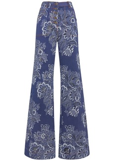 Etro Floral Denim High Rise Flared Jeans