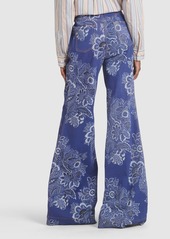 Etro Floral Denim High Rise Flared Jeans