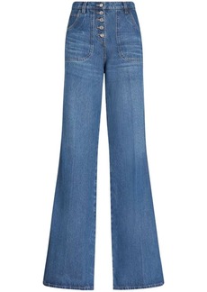Etro floral-embroidered flared jeans
