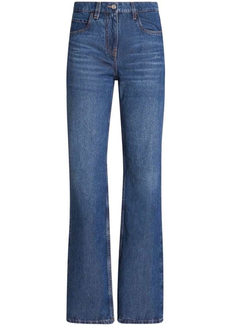 Etro floral-embroidered high-waist jeans