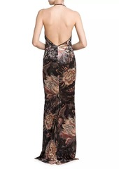 Etro Floral Halter Column Gown