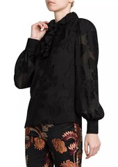 Etro Floral Jacquard Ruffle Blouse