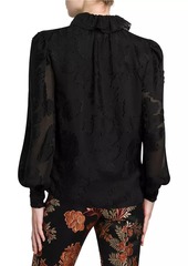 Etro Floral Jacquard Ruffle Blouse