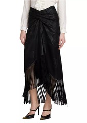 Etro Floral Jacquard Twist Fringe Skirt