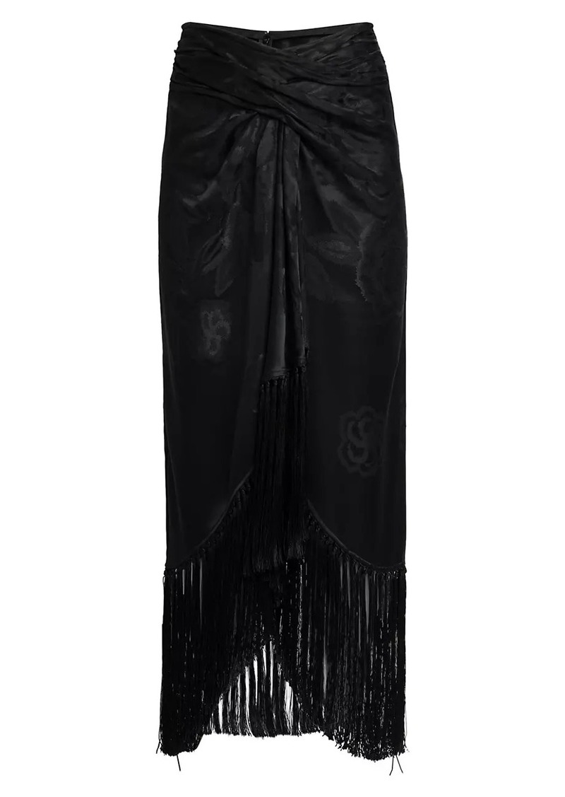 Etro Floral Jacquard Twist Fringe Skirt