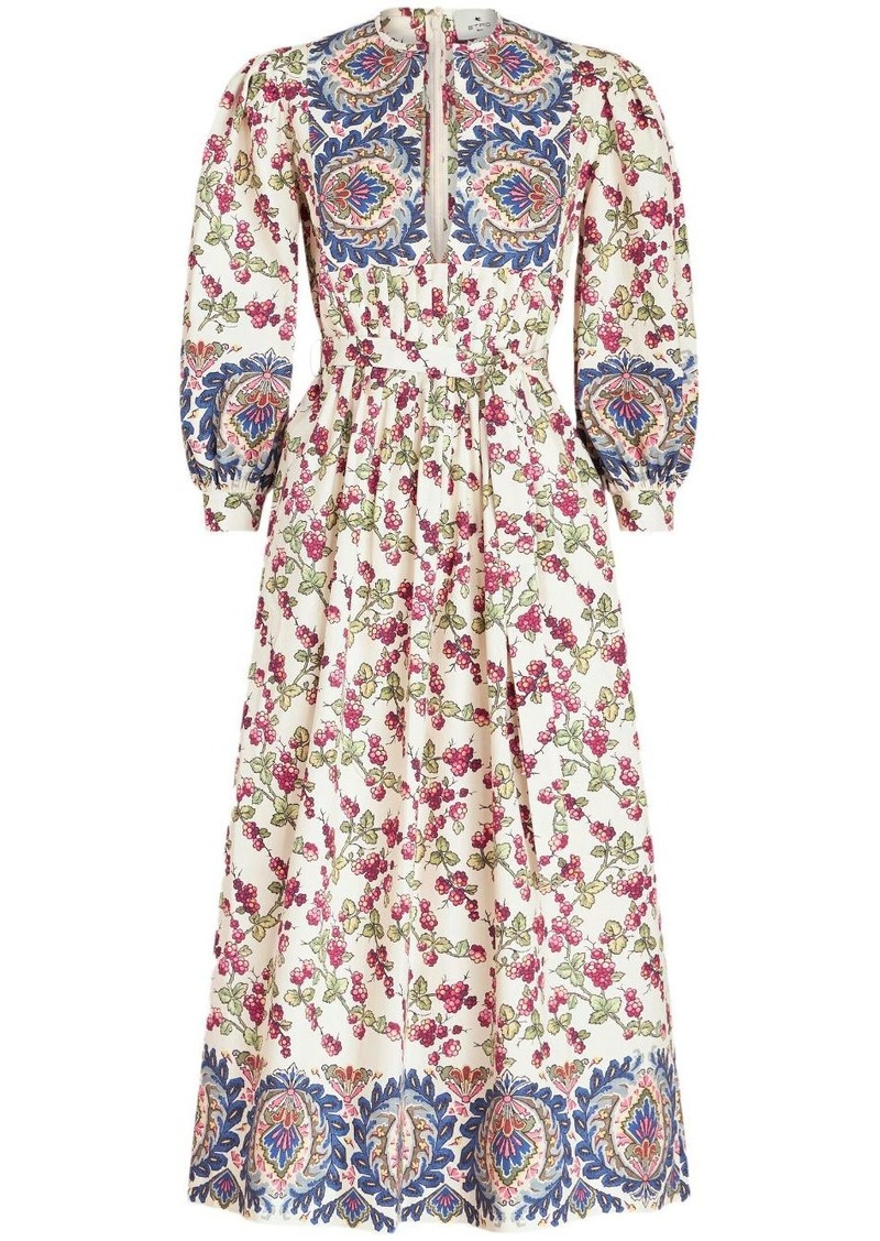 Etro floral-print balloon-sleeve dress