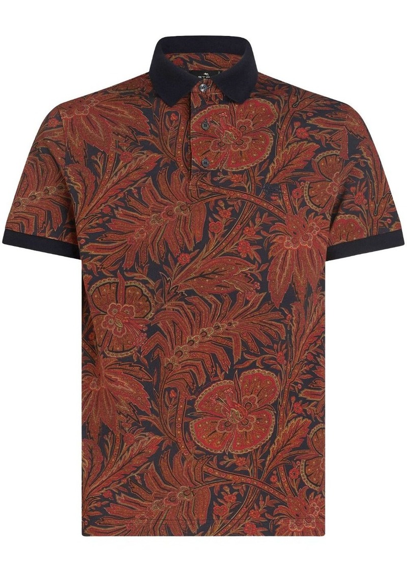 Etro floral-print cotton polo shirt