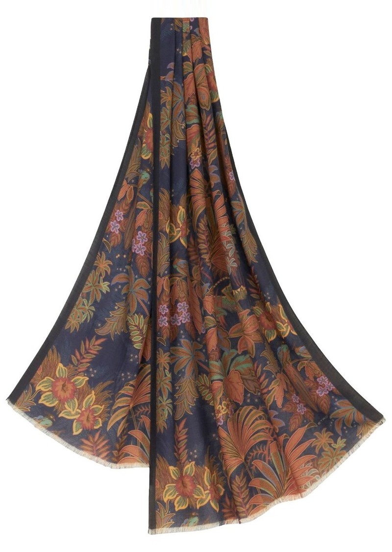 Etro floral-print frayed-edge scarf