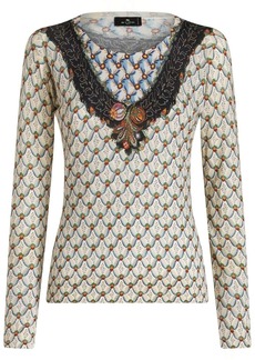 Etro floral-print knitted top