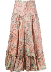 Etro floral print tiered midi skirt