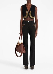 Etro foliage-embroidered mid-rise flared jeans
