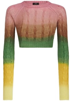 Etro gradient cable-knit cropped jumper