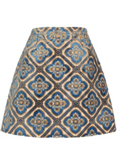 Etro graphic-patter velvet-effect skirt