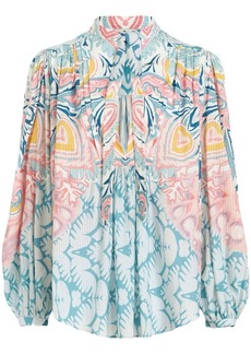 Etro graphic-print pussy-bow blouse