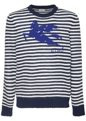 Etro Intarsia Logo Striped Wool Knit Sweater