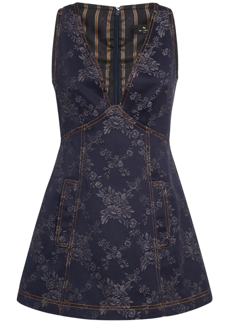 Etro Jacquard V-neck Sleeveless Mini Dress