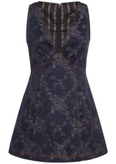 Etro Jacquard V-neck Sleeveless Mini Dress