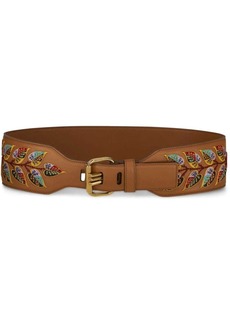 Etro leaf-embroidery leather belt