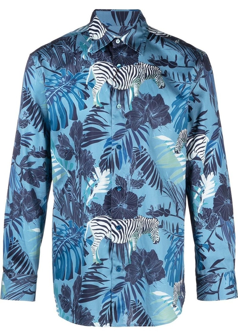 Etro leaf-print long-sleeve shirt