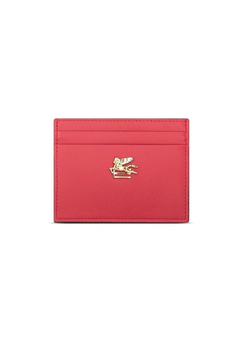 Etro leather logo plaque card holder