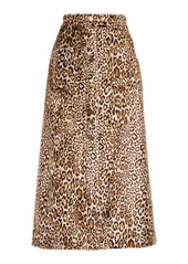 Etro Leopard-print velvet midi skirt