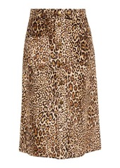 Etro Leopard-print velvet midi skirt