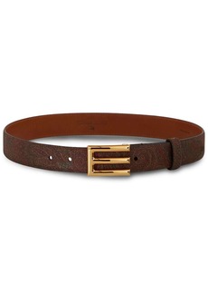 Etro logo-buckle paisley leather belt