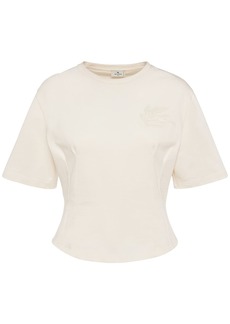 Etro Logo Cotton Jersey Crop T-shirt