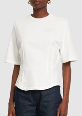 Etro Logo Cotton Jersey Crop T-shirt