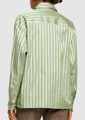 Etro Logo Cotton Satin Striped Oxford Shirt