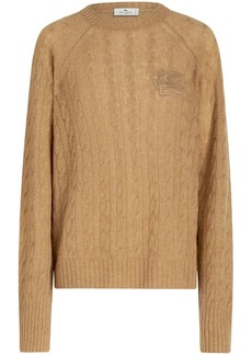 Etro logo-embroidered cable-knit jumper