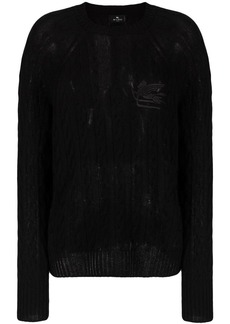 Etro logo-embroidered cable-knit jumper
