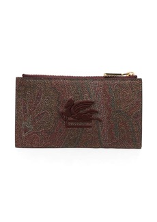 Etro logo-embroidered jacquard leather wallet