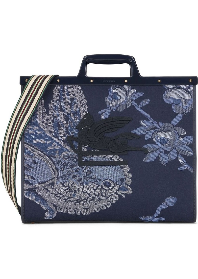 Etro logo-embroidered jacquard tote bag