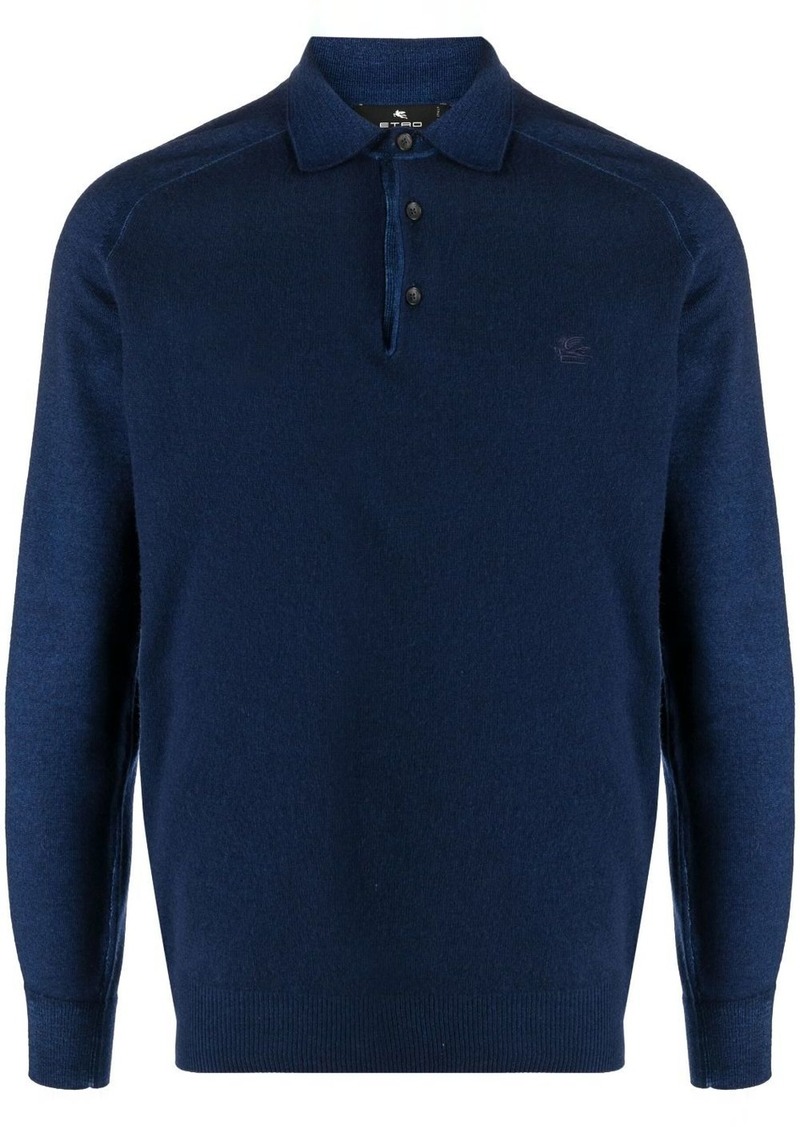 Etro logo-embroidered long-sleeve polo shirt