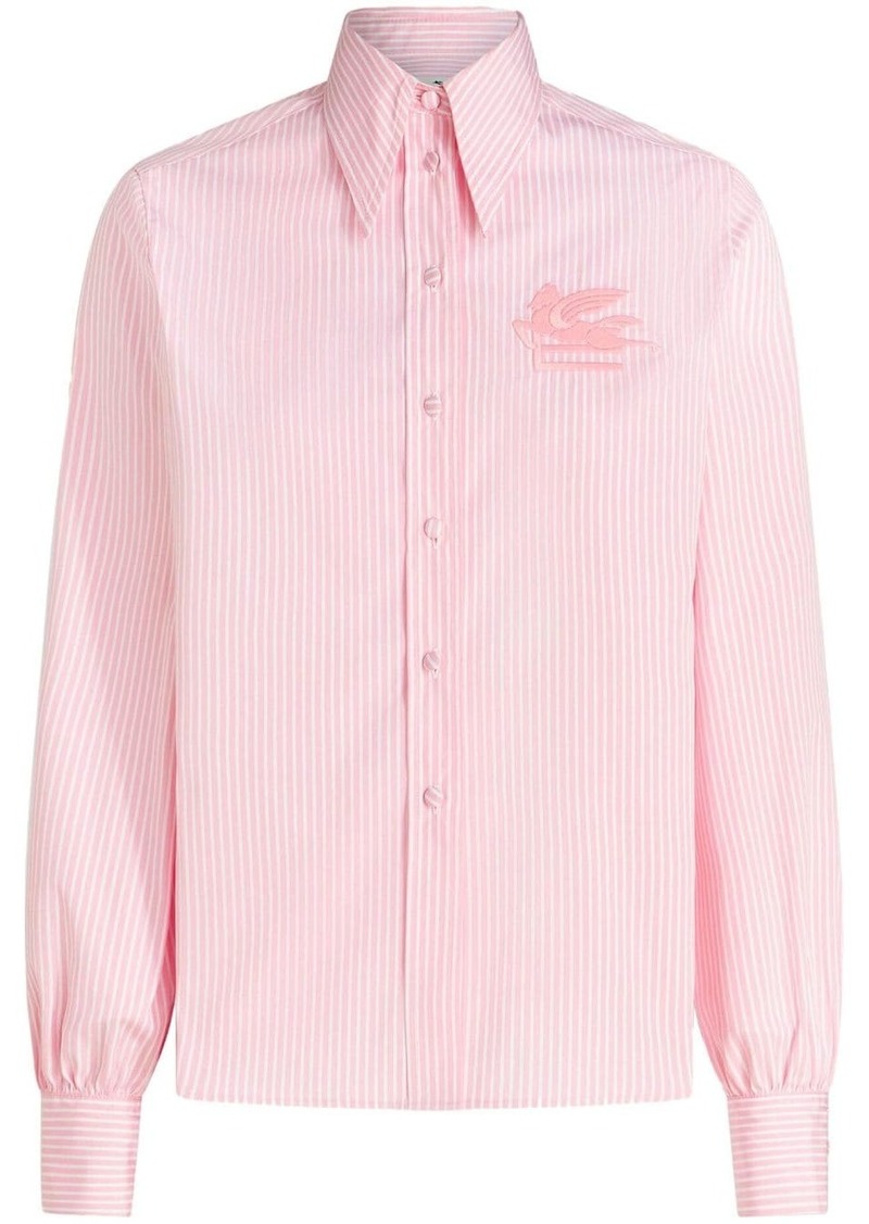 Etro logo-embroidered striped cotton shirt