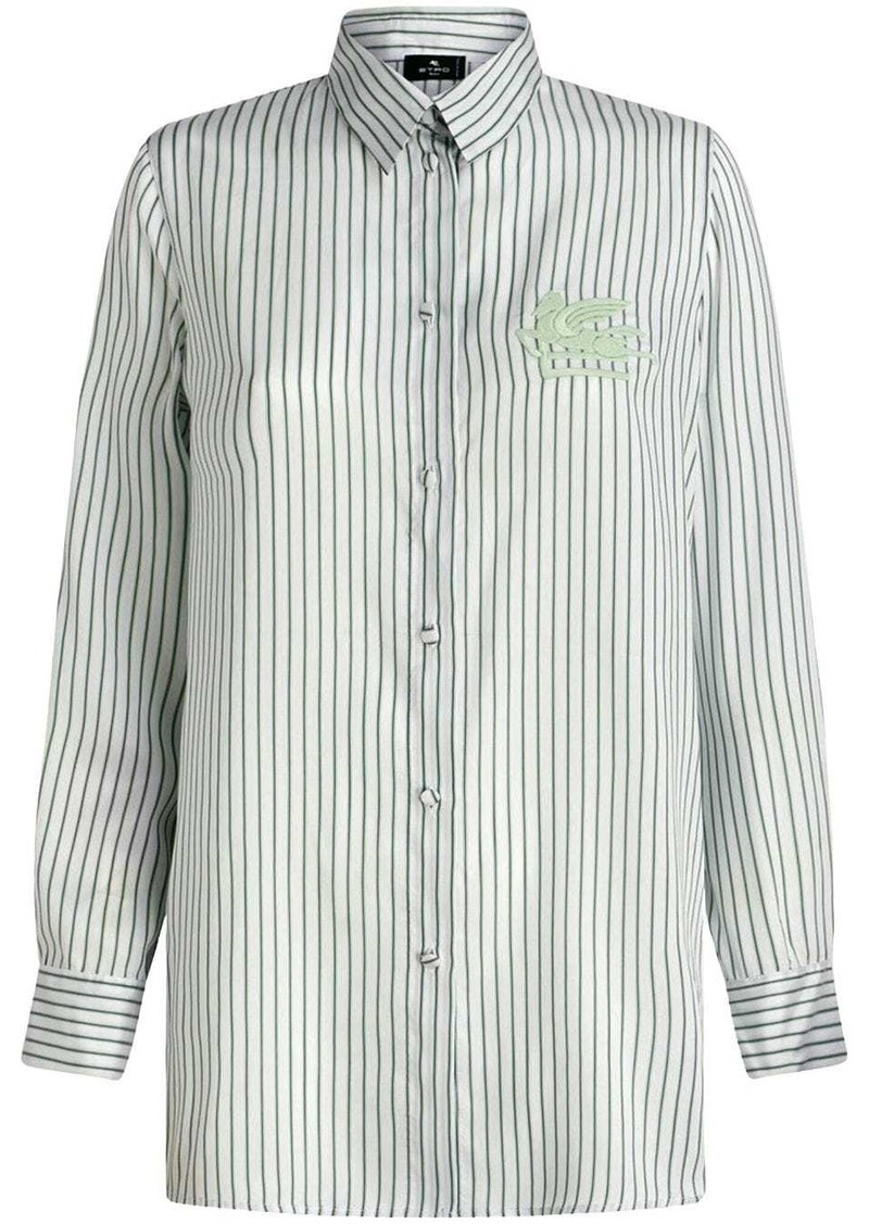 Etro logo-embroidered striped shirt