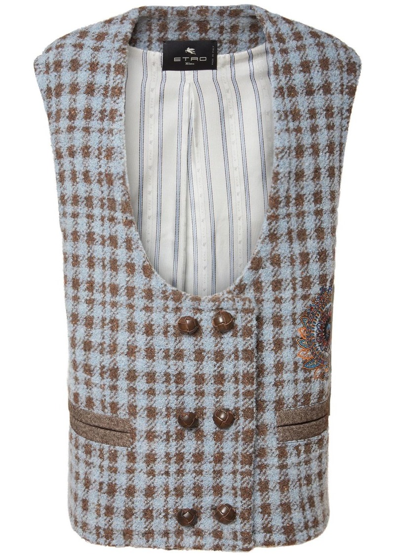 Etro Madras Checked Wool Blend Vest