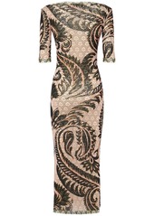 Etro Mesh Short Sleeve Long Dress