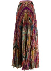 Etro mixed pattern pleated silk skirt