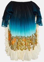 Etro Off-shoulder printed silk minidress