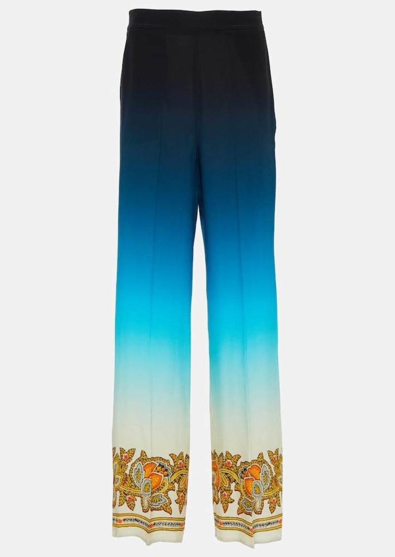 Etro Ombré printed silk wide-leg pants