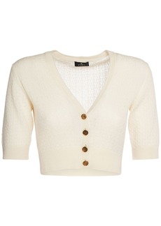 ETRO perforated-detail wool jumper - White