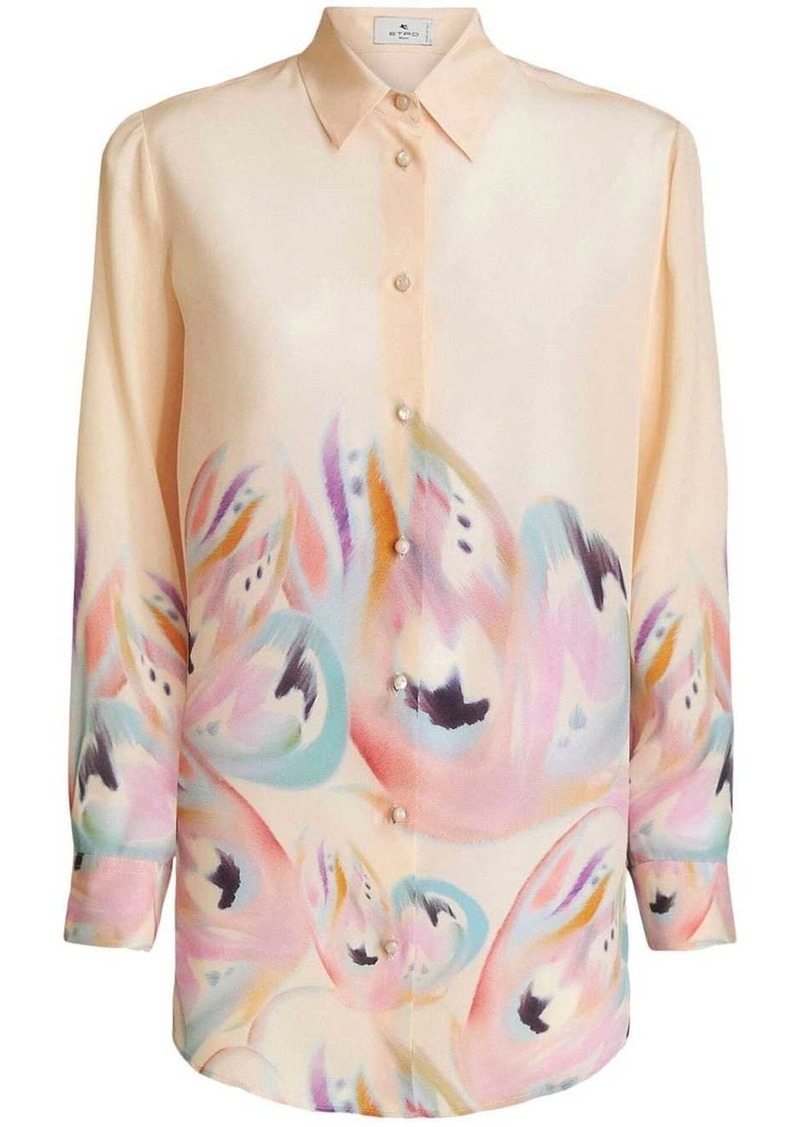 Etro painterly-print silk shirt