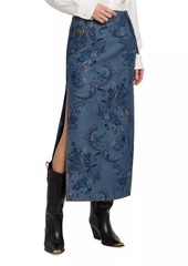 Etro Paisley Denim Midi-Skirt