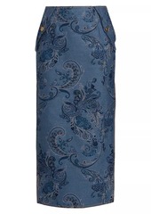 Etro Paisley Denim Midi-Skirt