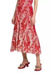 Etro Paisley Pintuck Midi Skirt