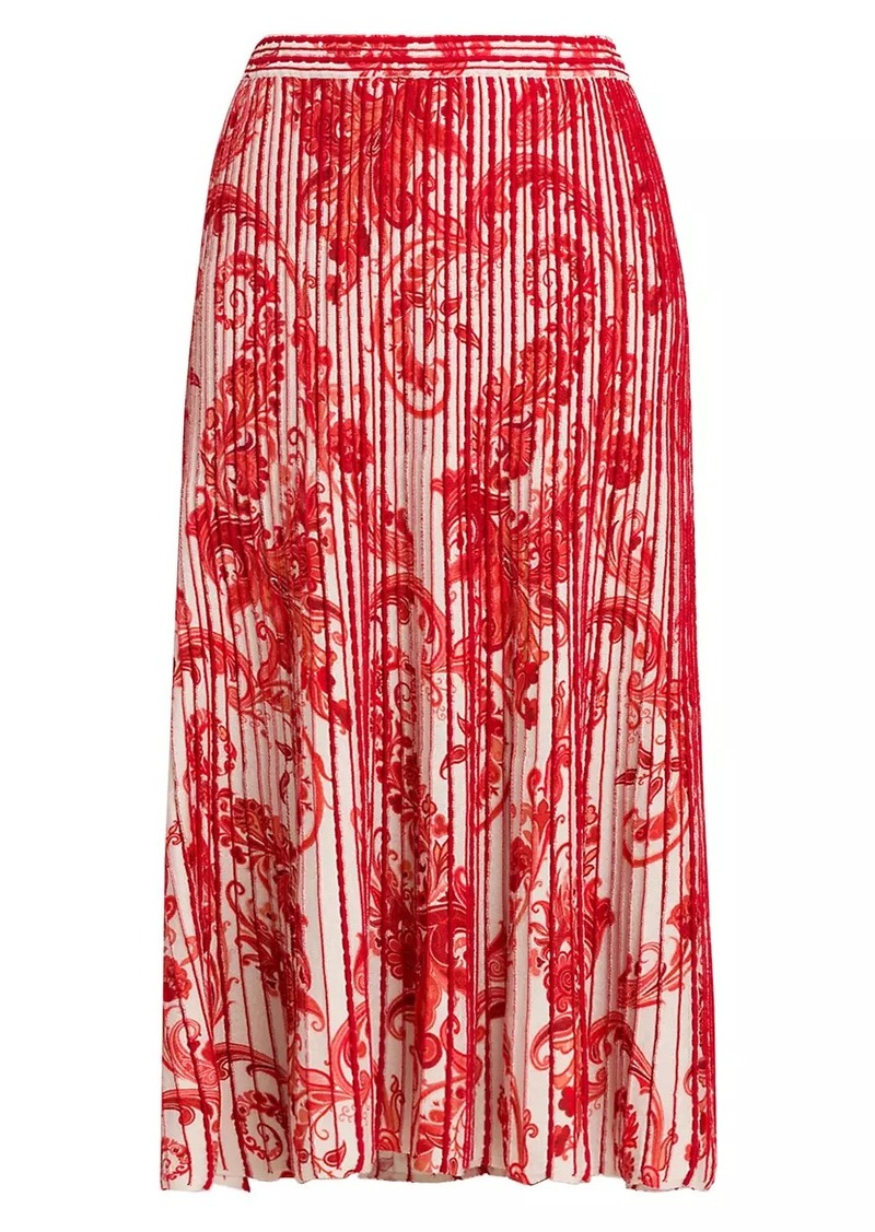 Etro Paisley Pintuck Midi Skirt