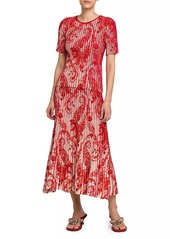 Etro Paisley Pintuck Midi Skirt